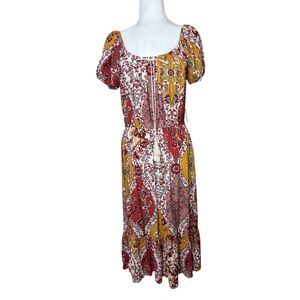 Luxology Red and Yellow Floral maxi Dress L